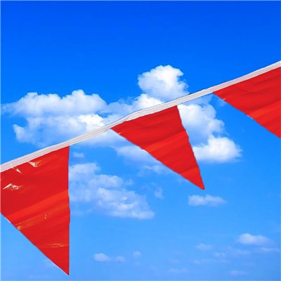 100' Line of 9"x12" Red Pennant Flags