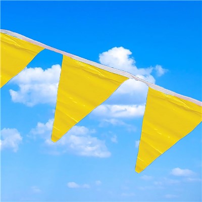100' Line of 9"x12" Yellow Pennant Flags