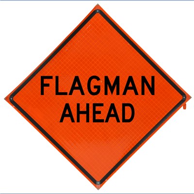 Roll Up Safety Sign - Flagman Ahead