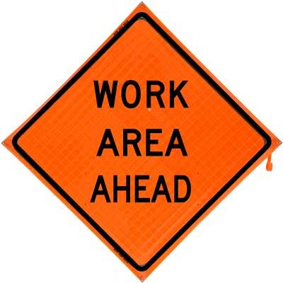 - Bone Safety Work Area Ahead Roll Up Construction Traffic Sign