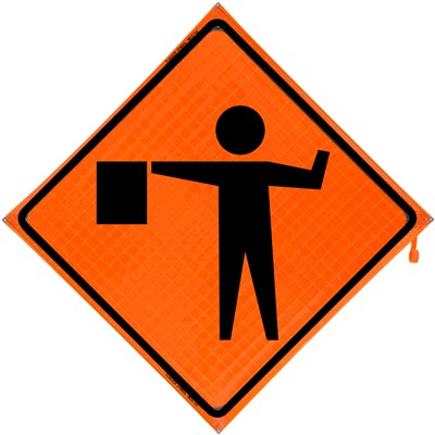 Roll Up Safety Sign - Flagger Symbol