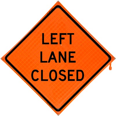 Left Lane Closed Construction Traffic Sign 48x48