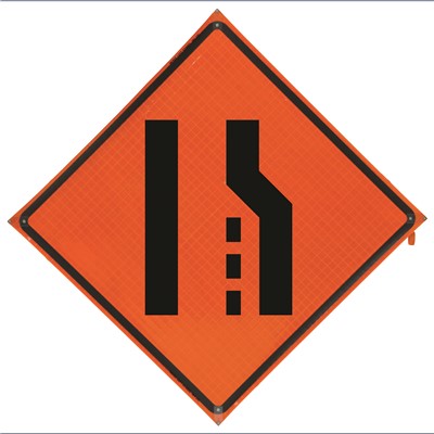 Bone 48x48 Construction Traffic Sign - Merge Left Symbol