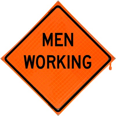 Bone 48x48 Roll Up Hi Vis Traffic Construction Sign - Men Working
