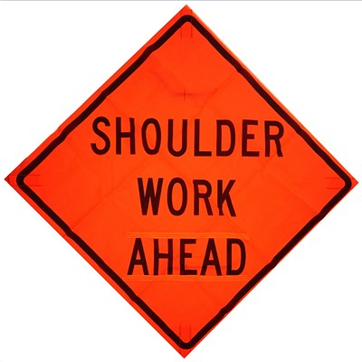- Bone Safety Shoulder Work Ahead Roll Up Construction Traffic Sign