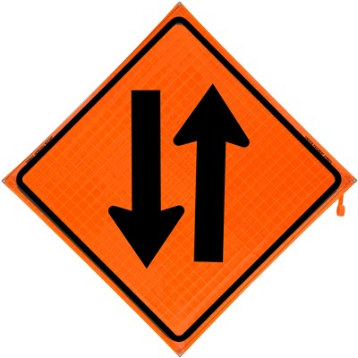 Bone 48x48 Construction Safety Sign - Two Way Traffic Symbol