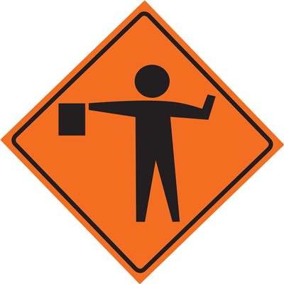Flagger Symbol Vinyl Construction Traffic Sign 48x48