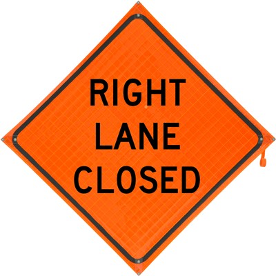 Right Lane Closed Vinyl Construction Reflective Traffic Sign 36x36