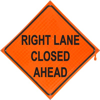 Dicke Left Lane Closed Ahead Vinyl Construction Traffic Sign 36x36