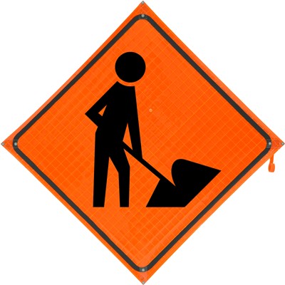 Dicke 36x36 Roll-Up Vinyl Traffic Sign with Worker Symbol