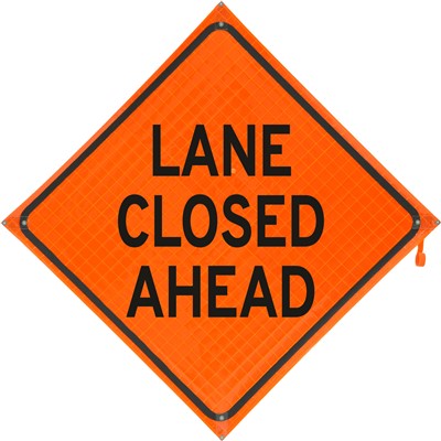 Lane Closed Ahead Vinyl Construction Traffic Sign 48x48