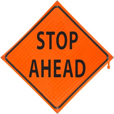 Dicke Roll-Up Vinyl Traffic Sign - Stop Ahead