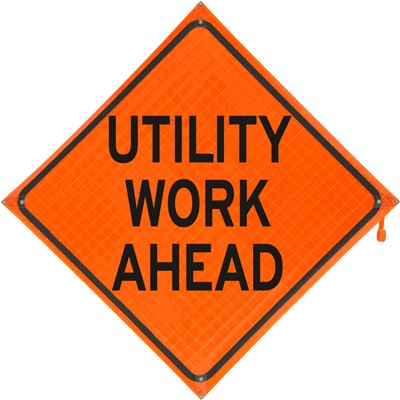 Utility Work Ahead Vinyl Construction Reflective Traffic Sign 48x48