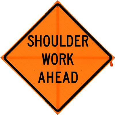 Bone 36x36 Mesh Traffic Construction Sign - Shoulder Work Ahead