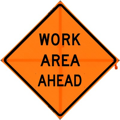Work Area Ahead Mesh Construction Traffic Sign 36x36