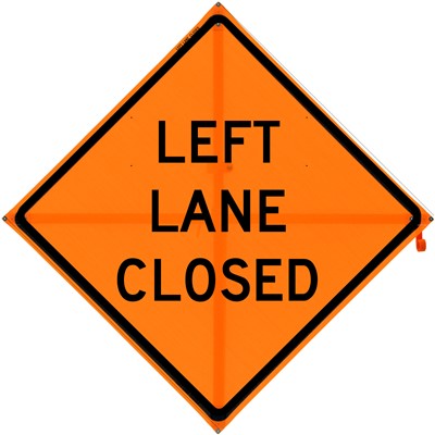 - Bone Safety Left Lane Closed Roll Up Construction Traffic Sign