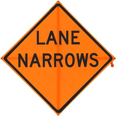 Bone 48"x48" Roll Up Construction Traffic Sign - Lane Narrows