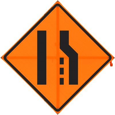 Bone 48x48 Mesh Construction Traffic Sign - Merge Left Symbol
