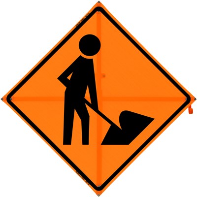 - Bone Safety Men Working Symbol Roll Up Construction Traffic Sign