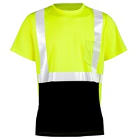 Kishigo Class 2 Hi Vis Lime Black Bottom Wicking Pocket T-Shirt 9162-5X