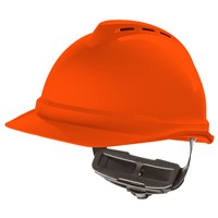 MSA V-Gard 500 6-Point Ratchet Hi Vis Orange Hard Hat 10034035