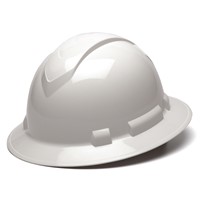 Pyramex Ridgeline 4-Point Ratchet White Full Brim Hard Hat HP54110