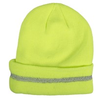 Hi Vis Green Knitted Winter Hat with Reflective Stripe NXX-KNIT-HVG